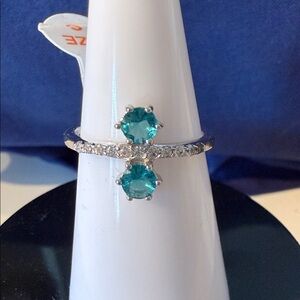 Dazzling Silver Ring with Blue Accents